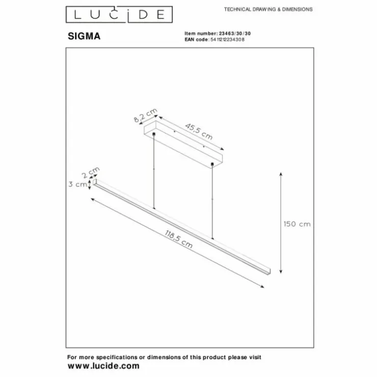 Luminaires Lucide Éclairage Led|Suspension Lucide SIGMA LED Noir, 1 lumière