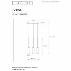 Luminaires Lucide Éclairage Led|Suspension Lucide TUBULE LED Noir, 3 lumières