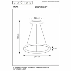 Luminaires Lucide Suspensions|Suspension Lucide VIDAL LED Blanc, 1 lumière