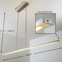 hofstein Éclairage Led|Suspension Masterlight LED Aluminium, Nickel mat, 1 lumière
