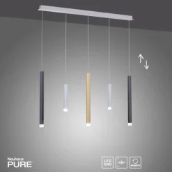 Luminaires Paul Neuhaus Éclairage Led|Suspension Paul Neuhaus PURE-GEMIN LED Aluminium, Laiton, Noir, 5 lumières