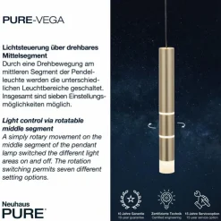 Luminaires Paul Neuhaus Éclairage Led|Suspension Paul Neuhaus PURE-VEGA LED Laiton, 3 lumières