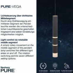Luminaires Paul Neuhaus Éclairage Led|Suspension Paul Neuhaus PURE-VEGA LED Noir, 9 lumières