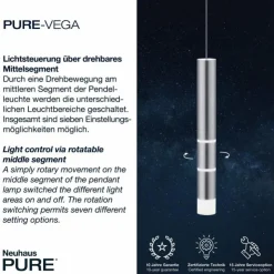 Luminaires Paul Neuhaus Éclairage Led|Suspension Paul Neuhaus PURE-VEGA LED Aluminium, 3 lumières