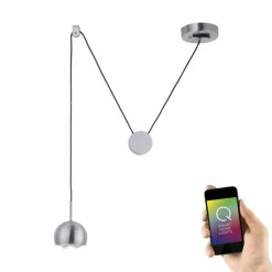 Suspension Paul Neuhaus Q-ADAM LED Acier inoxydable, 1 lumière, Télécommandes, Changeur de couleurs