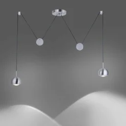 Suspension Paul Neuhaus Q-ADAM LED Acier inoxydable, 2 lumières, Télécommandes, Changeur de couleurs
