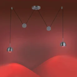 Suspension Paul Neuhaus Q-ADAM LED Acier inoxydable, 2 lumières, Télécommandes, Changeur de couleurs