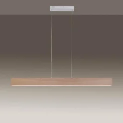 Suspension Paul Neuhaus Q-TIMBER LED Bois clair, 1 lumière, Télécommandes