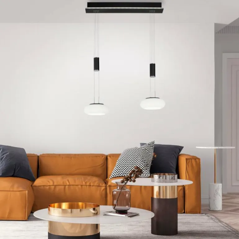 Suspension Paul Neuhaus Q-ETIENNE LED Noir, 2 lumières, Télécommandes