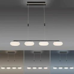 Suspension Paul Neuhaus Q-ETIENNE LED Noir, 4 lumières, Télécommandes