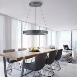 Luminaires Paul Neuhaus Éclairage Led|Suspension Paul-Neuhaus PURE E-CLIPSE LED Gris, 2 lumières, Télécommandes