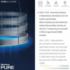 Luminaires Paul Neuhaus Éclairage Led|Suspension Paul-Neuhaus PURE E-CLIPSE LED Gris, 2 lumières, Télécommandes