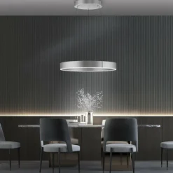 Luminaires Paul Neuhaus Éclairage Led|Suspension Paul-Neuhaus PURE E-CLIPSE LED Argenté, 2 lumières, Télécommandes