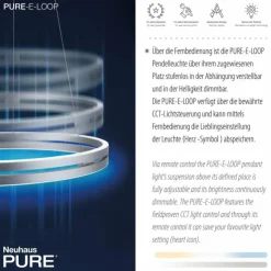 Luminaires Paul Neuhaus Éclairage Led|Suspension Paul-Neuhaus PURE E-LOOP LED Gris, 2 lumières, Télécommandes