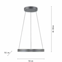 Luminaires Paul Neuhaus Éclairage Led|Suspension Paul-Neuhaus PURE E-LOOP LED Gris, 2 lumières, Télécommandes