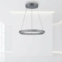 Luminaires Paul Neuhaus Éclairage Led|Suspension Paul-Neuhaus PURE E-LOOP LED Gris, 2 lumières, Télécommandes