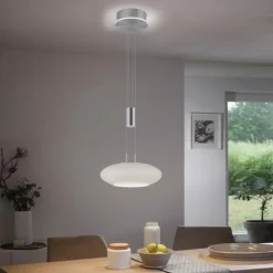 Suspension Paul-Neuhaus Q-ETIENNE LED Acier brossé, 2 lumières, Télécommandes