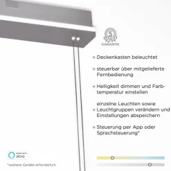 Suspension Paul-Neuhaus Q-ETIENNE LED Acier brossé, 4 lumières, Télécommandes