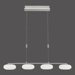 Suspension Paul-Neuhaus Q-ETIENNE LED Acier brossé, 4 lumières, Télécommandes