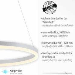 Luminaires Paul Neuhaus Éclairage Led|Suspension Paul-Neuhaus TITUS LED Blanc, 1 lumière