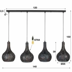 hofstein Suspensions|Suspension Seda, 4 lumières