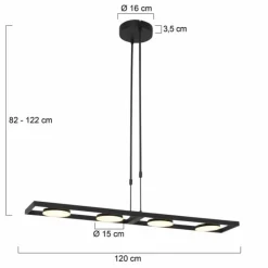 Luminaires Steinhauer Éclairage Led|Suspension Steinhauer Soleil LED Noir, 4 lumières