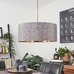 hofstein Suspensions|Suspension Tallaboa Gris, Cuivre, 1 lumière