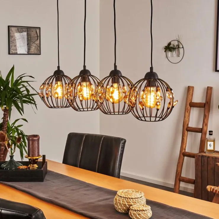hofstein Suspensions|Suspension Tawasu Noir, 4 lumières