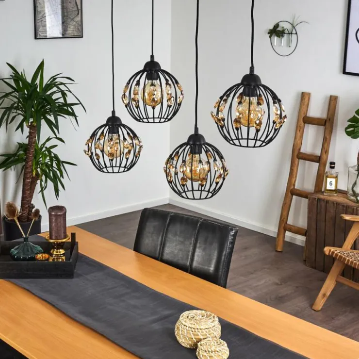 hofstein Suspensions|Suspension Tawasu Noir, 4 lumières