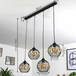hofstein Suspensions|Suspension Tawasu Noir, 4 lumières