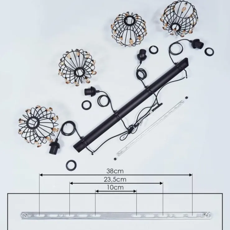 hofstein Suspensions|Suspension Tawasu Noir, 4 lumières