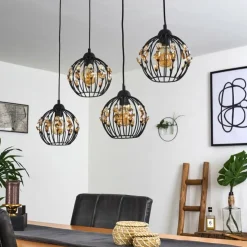 hofstein Suspensions|Suspension Tawasu Noir, 4 lumières