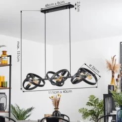 hofstein Suspensions|Suspension Theareabarivat Anthracite, 6 lumières