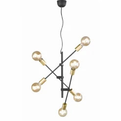 Luminaires Trio Suspensions|Suspension Trio CROSS Noir, 6 lumières