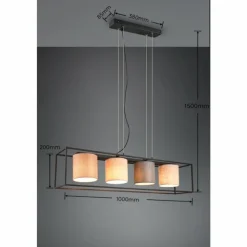Luminaires Trio Suspensions|Suspension Trio Ross Noir, 4 lumières