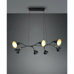 Luminaires Trio Suspensions|Suspension Trio Roxie Laiton, Noir, 7 lumières