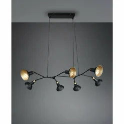 Luminaires Trio Suspensions|Suspension Trio Roxie Laiton, Noir, 7 lumières