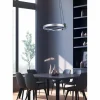 Suspension Trio Thompson LED Aluminium brossé, 1 lumière, Télécommandes, Changeur de couleurs