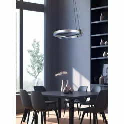 Suspension Trio Thompson LED Aluminium brossé, 1 lumière, Télécommandes, Changeur de couleurs