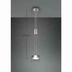 Luminaires Trio Éclairage Led|Suspension Trio-Leuchten Franklin LED Nickel mat, 1 lumière
