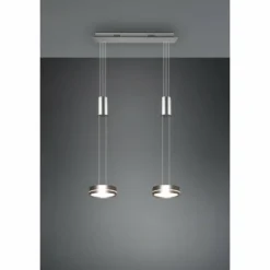 Luminaires Trio Éclairage Led|Suspension Trio-Leuchten Franklin LED Nickel mat, 2 lumières