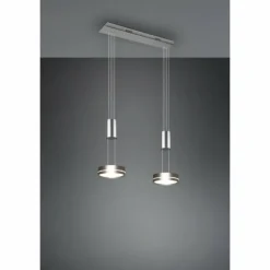 Luminaires Trio Éclairage Led|Suspension Trio-Leuchten Franklin LED Nickel mat, 2 lumières