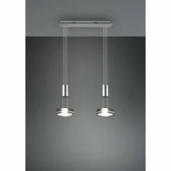 Luminaires Trio Éclairage Led|Suspension Trio-Leuchten Franklin LED Nickel mat, 2 lumières