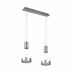 Luminaires Trio Éclairage Led|Suspension Trio-Leuchten Franklin LED Nickel mat, 2 lumières