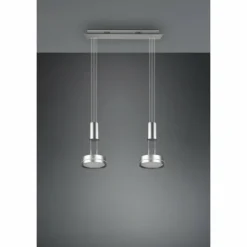Luminaires Trio Éclairage Led|Suspension Trio-Leuchten Franklin LED Nickel mat, 2 lumières