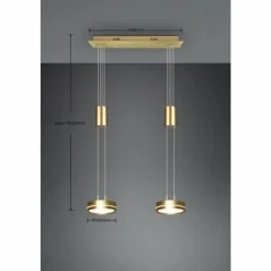Luminaires Trio Éclairage Led|Suspension Trio-Leuchten Franklin LED Laiton, 2 lumières
