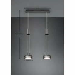 Luminaires Trio Éclairage Led|Suspension Trio-Leuchten Franklin LED Anthracite, 2 lumières
