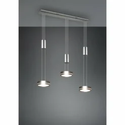 Luminaires Trio Éclairage Led|Suspension Trio-Leuchten Franklin LED Nickel mat, 3 lumières
