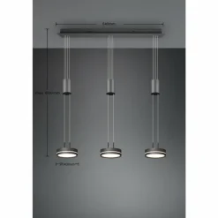 Luminaires Trio Éclairage Led|Suspension Trio-Leuchten Franklin LED Anthracite, 3 lumières