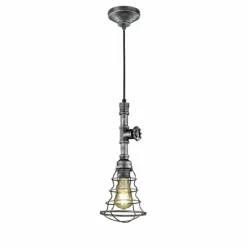 Luminaires Trio Suspensions|Suspension Trio-Leuchten Gotham Brun foncé, Argenté, 1 lumière